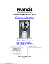 Francis L300RC Explorer H.V User Instruction & Installation Manual