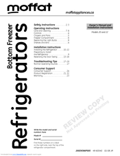 Moffat moffat 22 Owner's Manual And Installation Instructions