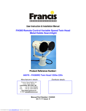 Francis FH380 User Instruction & Installation Manual