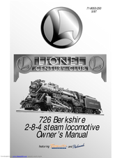 Lionel 726 Berkshire 2-8-4 steam locomotive Owner's Manual