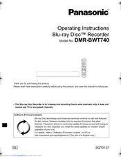 Panasonic DMR-BWT740 Operating Instructions Manual