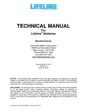 Concorde Battery Lifeline Technical Manual