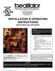 Heatilator IB75 Installation & Operating Instructions Manual