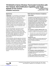 Johnson Controls TEC20x6H-2 Series Installation Instructions Manual
