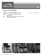Quickie Quickie Q7 Active Rigid Owner's Manual