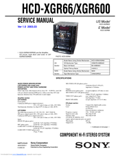 Sony HCD-XGR600 - System Components Service Manual