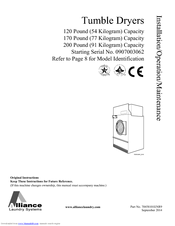 Alliance Laundry Systems CU170N Installation & Operation Manual