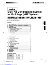 Fujitsu AJ*126UBTF Installation Instruction Sheet