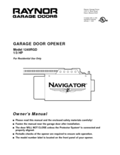 Raynor Navigator 1245RGD Owner's Manual