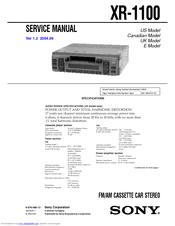 Sony XR-1100 Service Manual