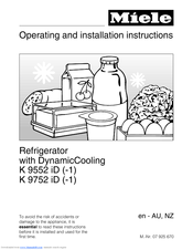 Miele K 9752 iD Operating And Installation Instructions