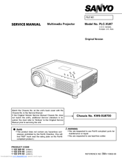 Sanyo PLC-XU87 Service Manual
