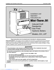 Laars Mini-Therm JVi JVH Installation And Operation Instructions Manual