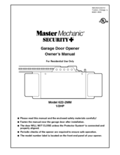 MasterMechanic 622-2MM Owner's Manual