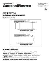Chamberlain AccessMaster Security+ M350M-1/3HP Owner's Manual