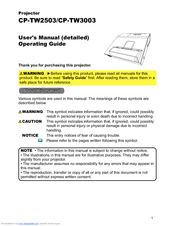 Hitachi CP-TW3003 User Manual
