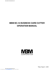 MBM BC-10 Operation Manual