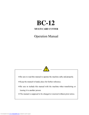 MBM BC-12 Operation Manual