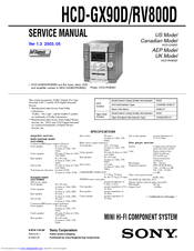 Sony HCD-RV800D Service Manual