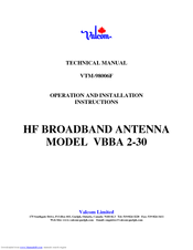 Valcom VBBA 2-30 Operation And Installation Instructions Manual