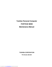 Toshiba Portege M300 Maintenance Manual