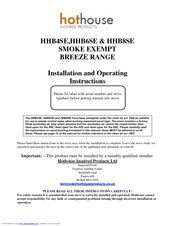 HotHouse HHB8SE Installation And Operating Instructions Manual