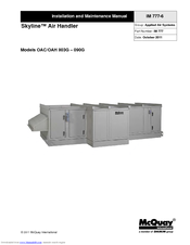 McQuay Skyline OAH 040G Installation And Maintenance Manual