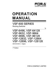 FOR-A VSF-96128 Operation Manual