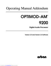 Orban Optimod-AM 9200 Operating Manual Addendum