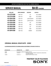 Sony FD Trinitron WEGA KV-27FV300 Service Manual