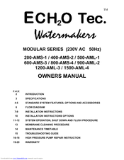 ECH2O Tec. Watermakers Modular Series 500-AML-1600-AMS-3 Owner's Manual
