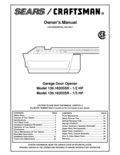 Sears Craftsman 139.18203SR-1/3 HP Owner's Manual