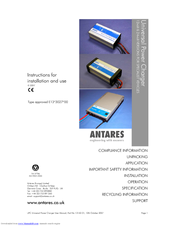 Antares UPC1600 Instructions For Installation And Use Manual