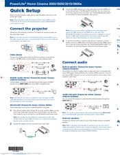 Epson PowerLite Home Cinema 3500 Quick Setup Manual