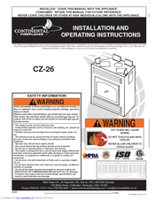 Continental Fireplaces CZ-26 Installation And Operating Instructions Manual