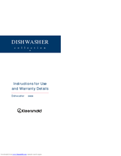 Kleenmaid Dishwasher DW23I Instructions For Use And Warranty Details