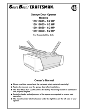 Craftsman 139.18860-1/2 HP Owner's Manual
