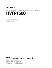 Sony HDV HVR-1500 Service Manual
