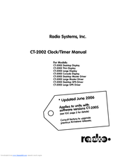 Radio Systems CT-2002 Large Master Driver Manual