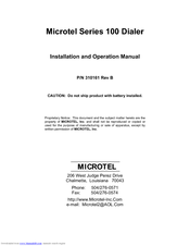 Microtel 100 Dialer Series Installation And Operation Manual