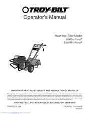 Troy-Bilt E-663E- -Pony E-S Operator's Manual