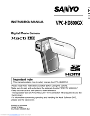 Sanyo Xacti VPC-HD800GX Instruction Manual