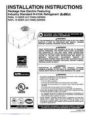 Rheem A036JK12(E/X) Installation Instructions Manual