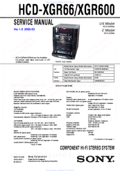 Sony HCD-XGR600 - System Components Service Manual