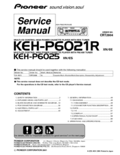 Pioneer KEH-P6021R Service Manual