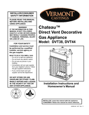 Vermont Castings Chateau DVT38 Installation Instructions And Homeowner's Manual
