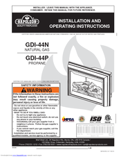 Napoleon GDI-44P Installation And Operating Instructions Manual