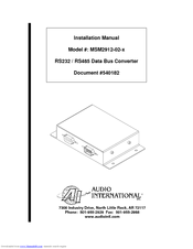 Audio international MSM2912-02-x Installation Manual