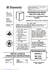 Dometic RM2193 Manuals | ManualsLib