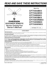 Emerson Designer Remote CF759AB03 Owner's Manual